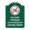 Signmission No Bike Parking on Handicap Access Ramp, Green & White Aluminum Sign, 18" x 24", GW-1824-23855 A-DES-GW-1824-23855 - alternate 1